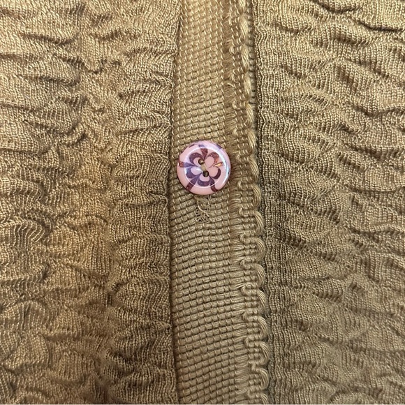 Renuka Mustard Cardigan sweater long sleeve goldenrod large textured cottagecore - Picture 3 of 8